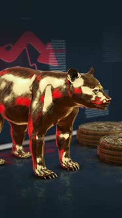 Golden Bear Market Downtrend Financial Trading Loop Animation