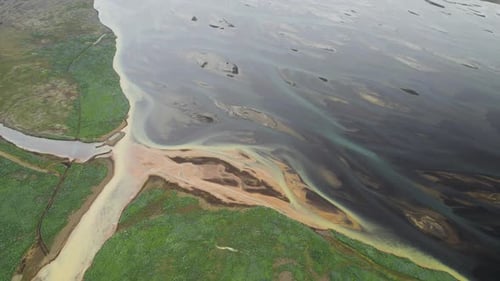 Aerial view of Iceland coastline, Iceland.