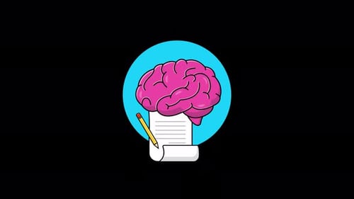 Animated Brain Writing Ideas Education Flat Design