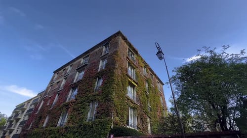 Beautiful Narrow Street with Picturesque Ancient Buildings of European Architecture in the Old Part