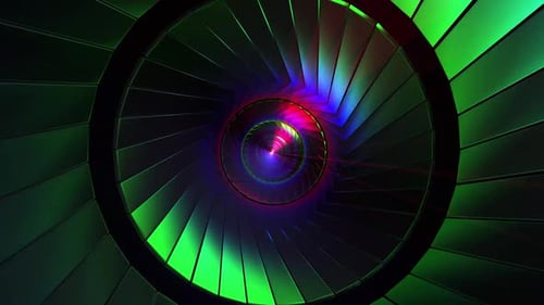 Dynamischer Tunnelwirbel mit lebendigen Neonlichtern, futuristische Bewegung