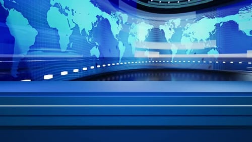 World Map Background With News Presenter Table