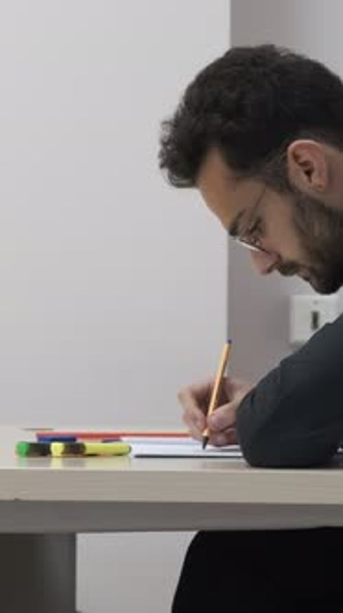 Student Studing in Desk