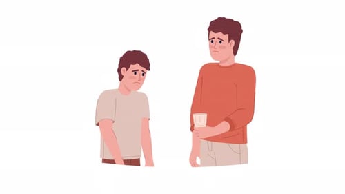 Adult Offers Comfort to Crying Child in Flat Design Animation