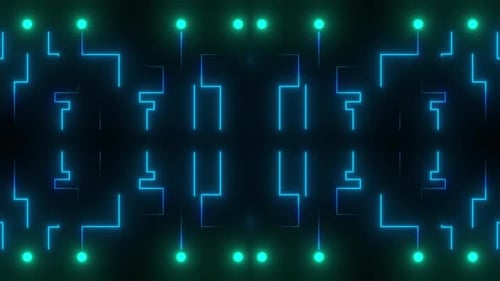 Dynamic blue circuit lines pulse with vibrant energy on dark background