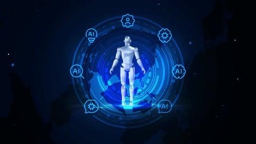 AI Robot and Global Technology Network Animation
