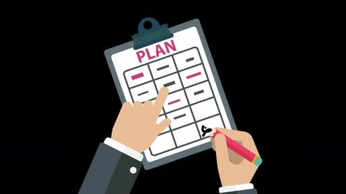 Animated Hand Marking Checklist on Plan Clipboard