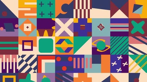 Colorful Abstract Geometric Grid Pattern Loop Background