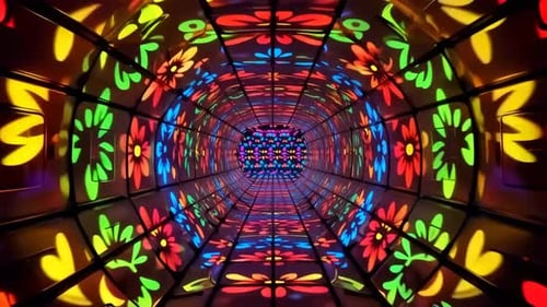 Colorful Kaleidoscope Flower Pattern Tunnel Animation
