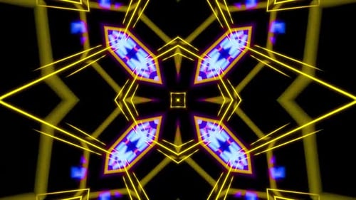 Abstract Geometric Glowing Lines Kaleidoscope Loop Background
