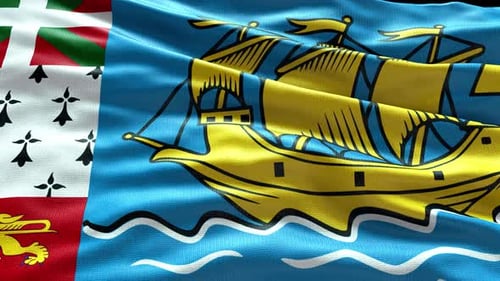 Vidéo du drapeau de Saint-Pierre-et-Miquelon ondulant dans le vent Saint-Pierre-et-Miquelon en version 4k