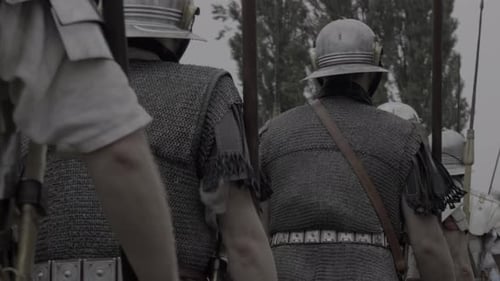 Roman Soldiers in Chainmail with Spears Prepared for Battle