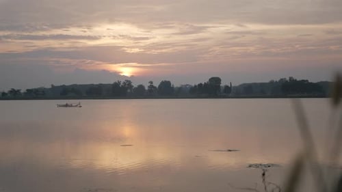 beautiful and natural view of the lake at sunset