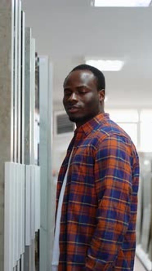 Portrait of Salesman in Tile Store Vertical Video