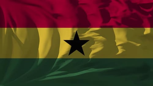 Ghana National Flag Waving Seamless Loop Animation