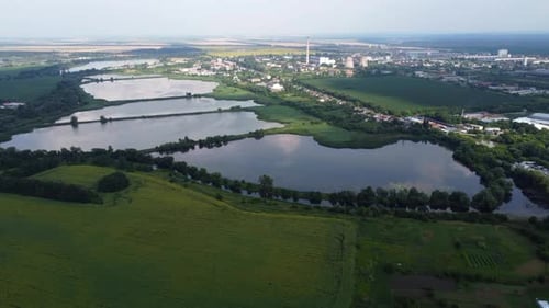 Industrial Lakes for Fish Farming Agricultural Farm Fields Industrial Building