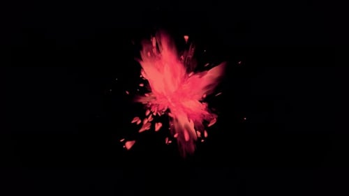 Red Abstract Smoke Burst Reveal Animation with Particles