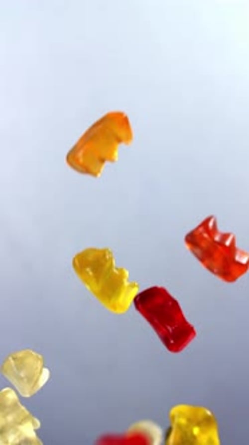 Gummy Bears Falling in Slow Motion
