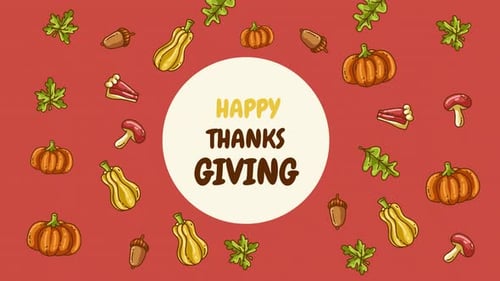 Animated Happy Thanksgiving Greeting Card with Autumn Elements