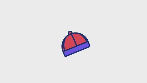 Animated Flat Design Winter Hat Icon