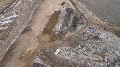 Aerial View of Landfill with Garbage and Waste