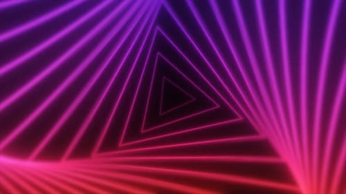Abstract glowing neon triangles swirling blue and red lines energy futuristic high tech background.