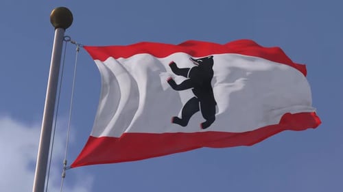 Realistic Berlin City Flag Waving Animation