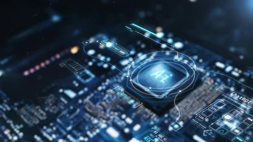 Vista aproximada do processador com inteligência artificial