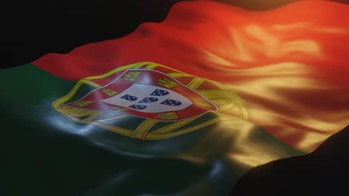 Realistic Waving Portugal Flag with Subtle Lighting