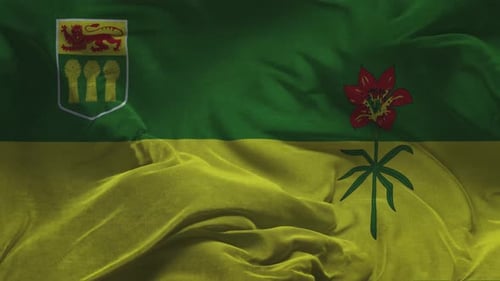 Saskatchewan Flag Slow Motion Cloth Animation -3D Rendering