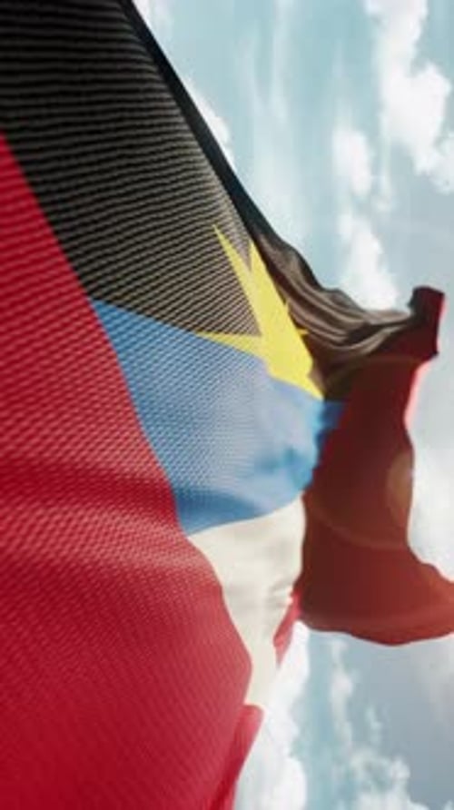 Antigua and Barbuda National Flag Waving in the Wind