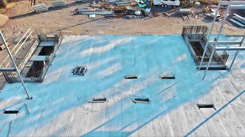 In Process of Constructing an Industrial Commercial Building a Steel Framework Frame Beams are Being