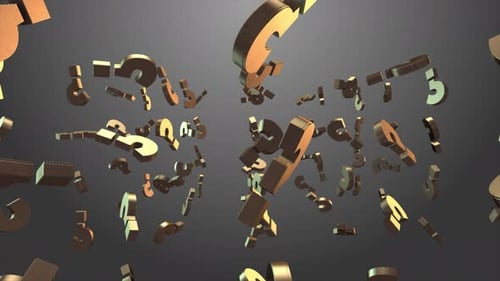 Question Marks Floating In The Sky 4K V02