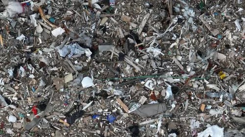 Aerial view of trash mountain close up_1