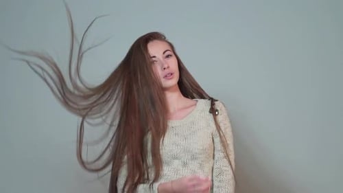 Woman With Long Brown Hair Posing