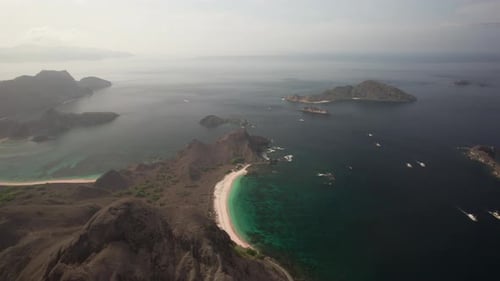 Aerial View of the Beautiful Sunrise in Padar Island in Komodo Islands Flores Indonesia Pulau Padar