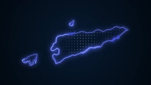 Neon Blue Timor-Leste Map Borders Outline Loop Background