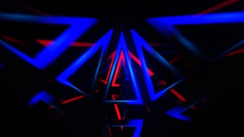 Electric Blue And Red Infinity Neon Triangle Portal Background Vj Loop I 4K