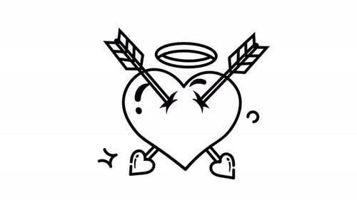Animated Heart Pierced by Arrows: A Romantic Tattoo Design