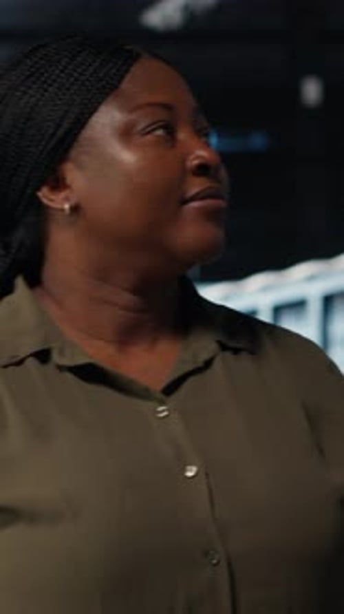 Vertical Video Supervisor in Data Center Overseeing Large Scale IT Equipment