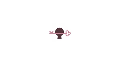 Heart Key Turning in Keyhole Flat Design Animation