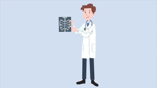 Animated Flat Design Doctor Holding X-Ray Character