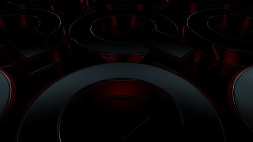 Dark 3D Geometric Q Letter Loop Background with Red Glow