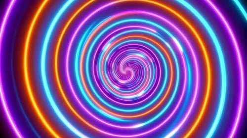Abstract Glowing Neon Spiral Loop