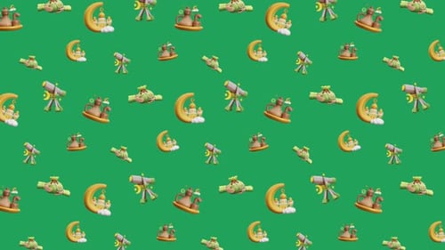 Ramadan Islamic Seamless Pattern Crescent Mosque Telescope Celebration Religion