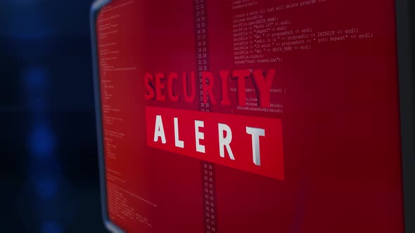 Animated Security Alert Message on Digital Code Screen, Backgrounds ...