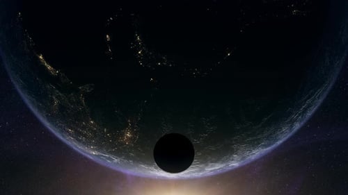 Cinematic planet Earth and Moon space view 07