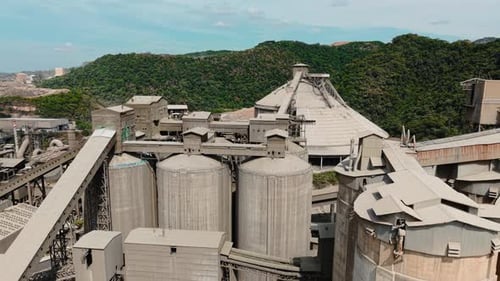 Aerial View of a Cement Factory and Industrial Production Area