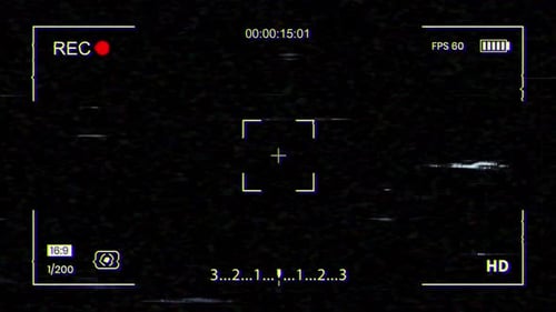 Superposition de viseur d'enregistrement sur caméscope VHS authentique avec effet de glitch statique