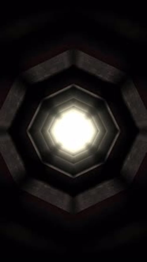 Long Endless Octagonal Undergound Vertical Tunnel